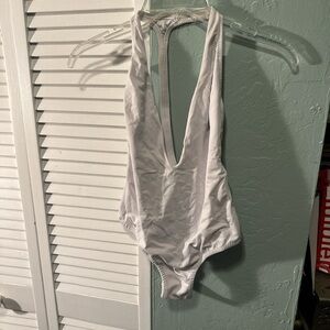 Women's White Plunge One-Piece Swimsuit